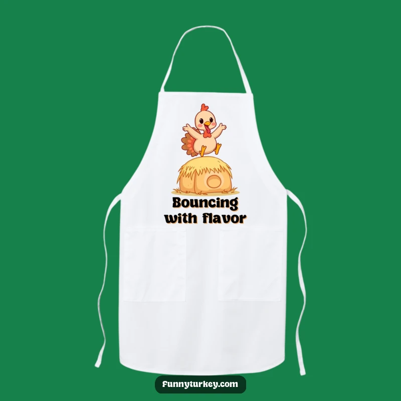 Funny Kawaii Turkey Hay Bale Apron: Leaping Chef Style for a Humorous Kitchen