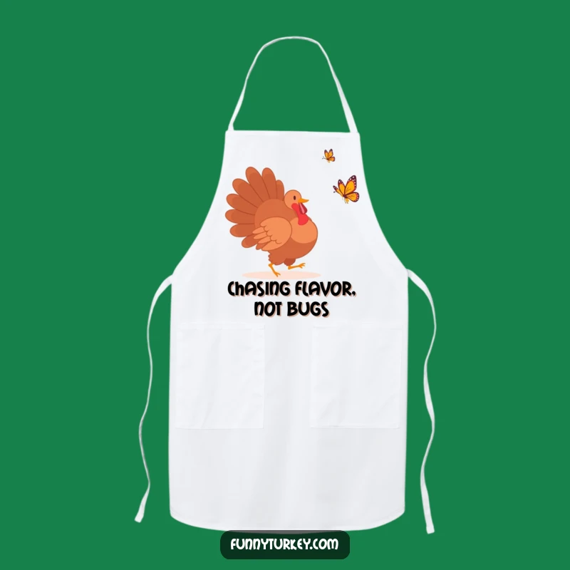 Funny Turkey Silhouette Butterfly Chase Apron - Chef's Hilarious Kitchen Gift