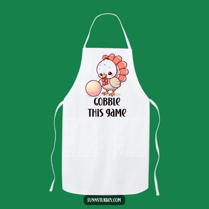 Funny Turkey Playtime Apron: Kawaii Pecking Ball Design, Kitchen Funny Gift