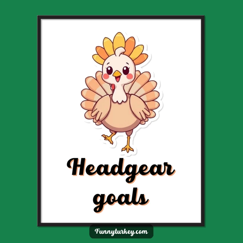 Funny Kawaii Turkey Headdress Digital Art: Proud Strutting Print for Regal Decor