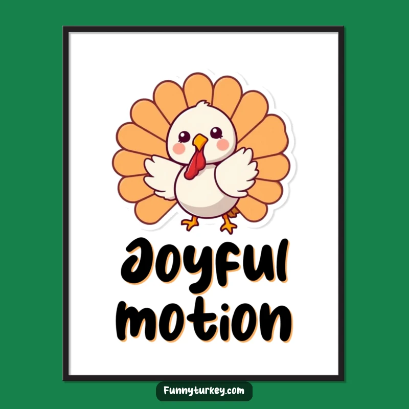 Funny Kawaii Turkey Digital Art: Joyful Spinning Print for Whimsical Home Decor