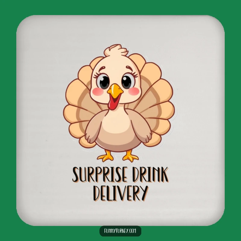 Funny Surprised Turkey Coaster - Protect Surfaces with Humor