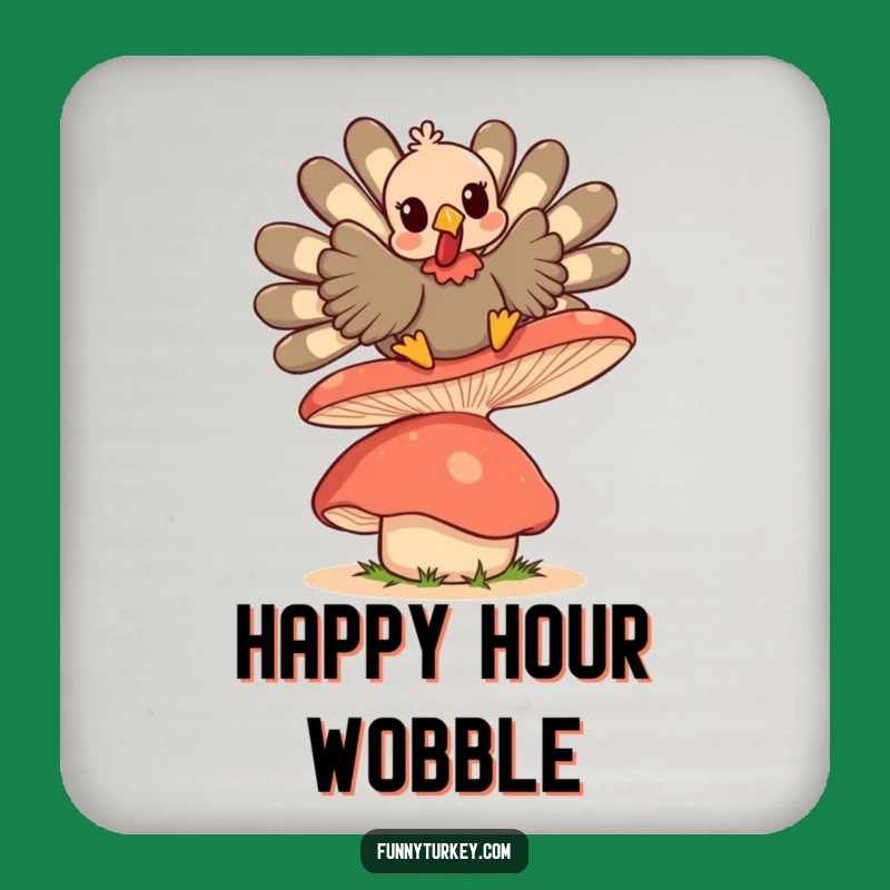 Funny Kawaii Turkey Mushroom Bounce Coaster: Protect Surfaces with Cute Cheer