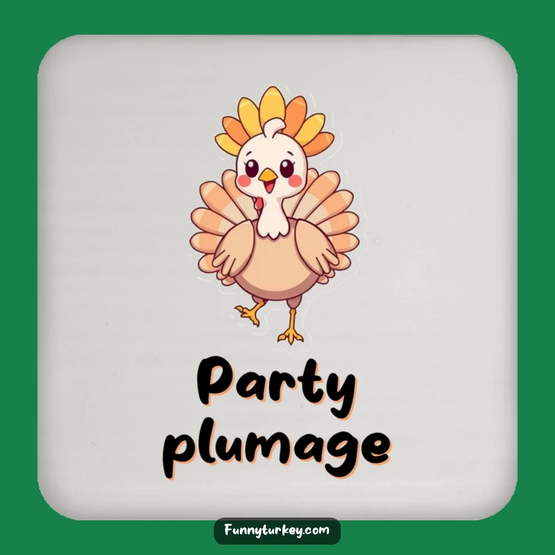 Funny Kawaii Turkey Headdress Coaster: Proud Strutting Protection for Surfaces