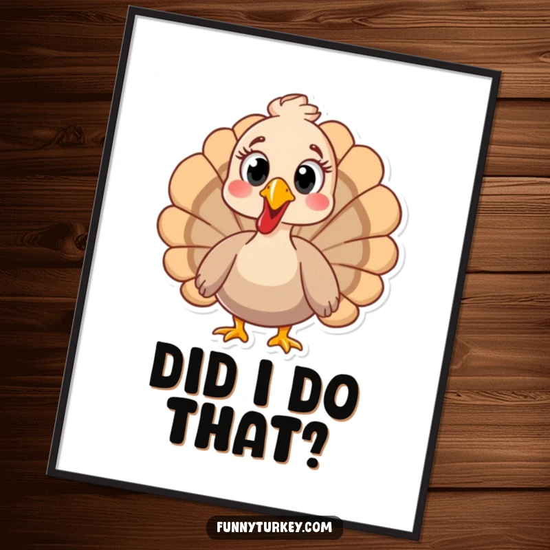 Vibrant poster showcasing a funny turkey with exaggeratedly wide eyes, conveying a hilarious sense of surprise.