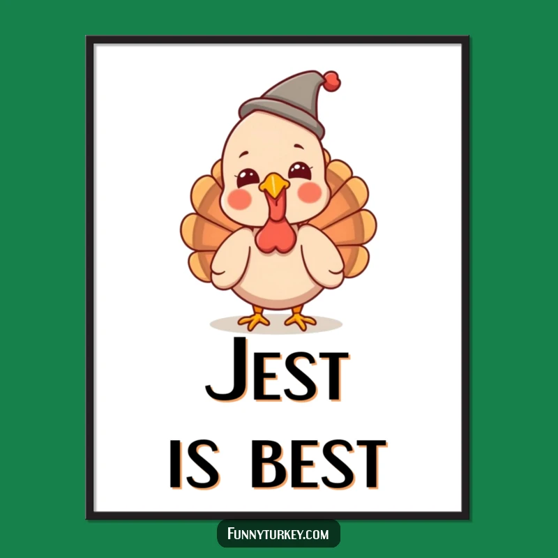 Funny Turkey Hat Poster: Giggling Kawaii Art, Humorous Party Decor