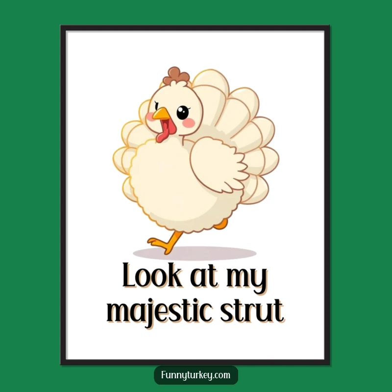 Vibrant Funny Kawaii Turkey Trot Poster: Fluffy Bird Art Print for Wall Decor