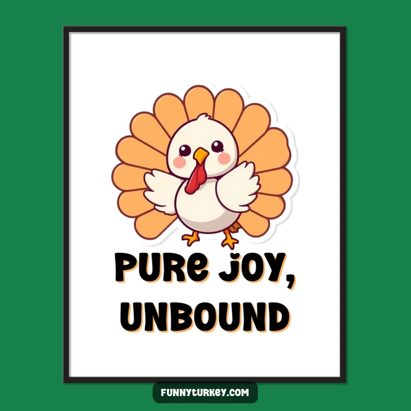 Funny Kawaii Turkey Poster: Joyful Spinning Art for a Whimsical Wall Decor