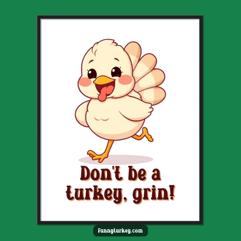 Free Printable Wall Art: Gleeful Turkey's Holiday Dash - Funny Downloadable Decor