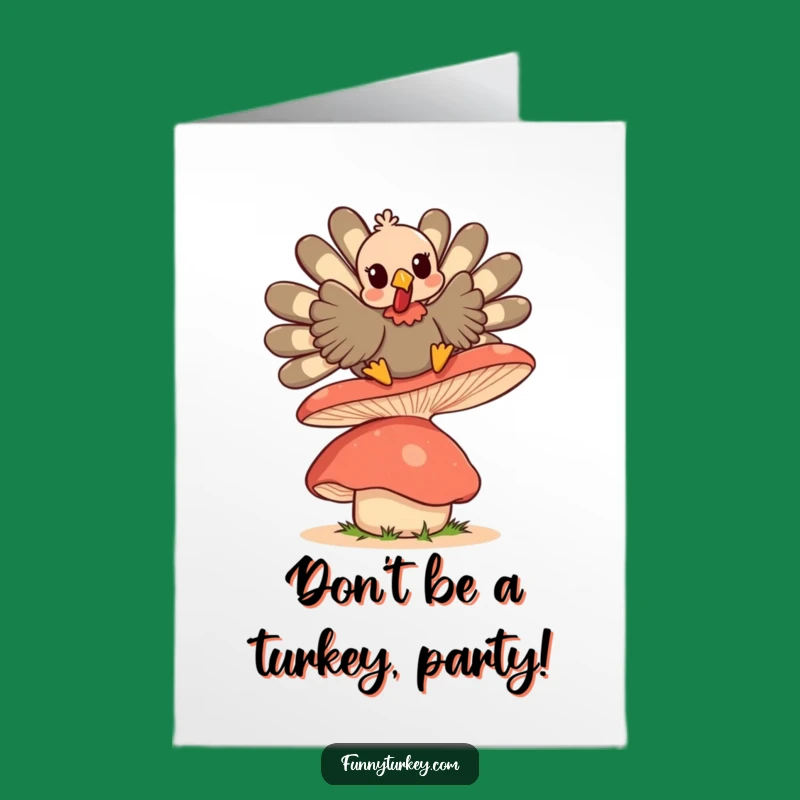 Free Printable Birthday Card: Kawaii Turkey Mushroom Bounce Funny Gift