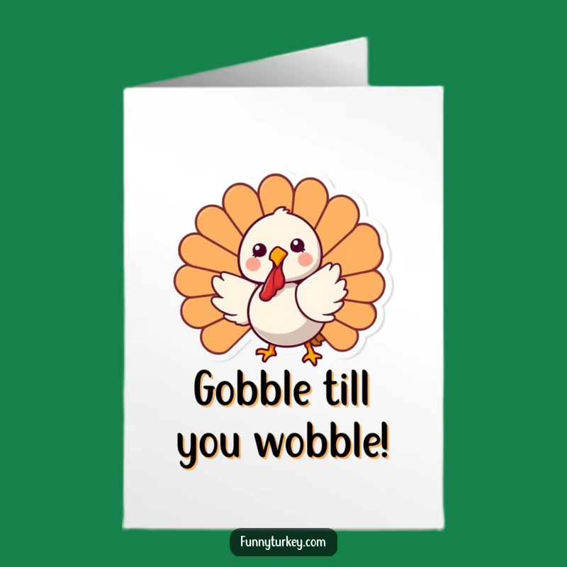 Free Printable Birthday Card: Funny Kawaii Turkey Spinning Joyfully - Downloadable Gift