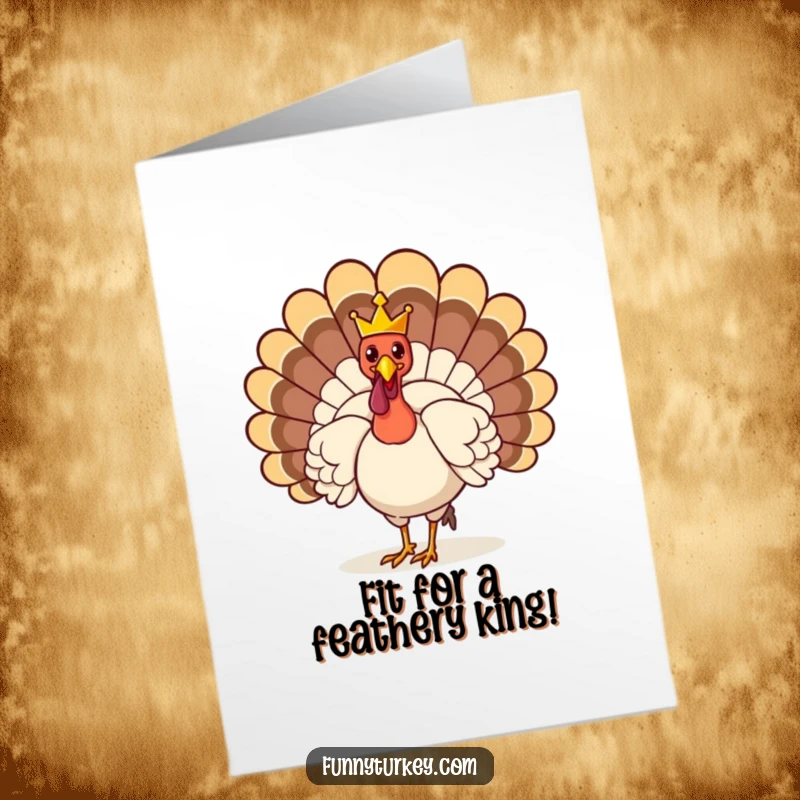Funny Free Printable Congratulations Card: A turkey wearing a small crown struts proudly, celebrating a major win.