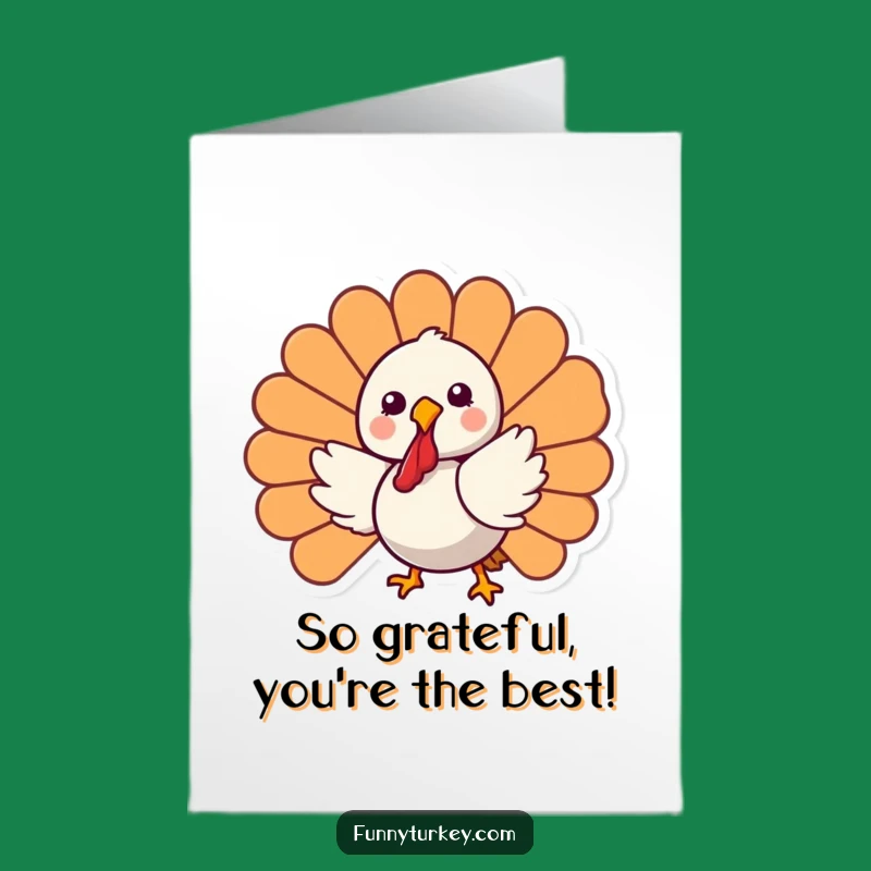 Free Printable Thank You Card: Funny Kawaii Turkey Spinning - Downloadable Gratitude