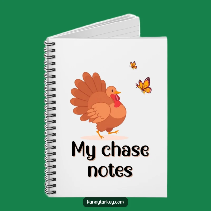 Funny Turkey Silhouette Butterfly Chase Notebook - Creative Journal & Humorous Gift