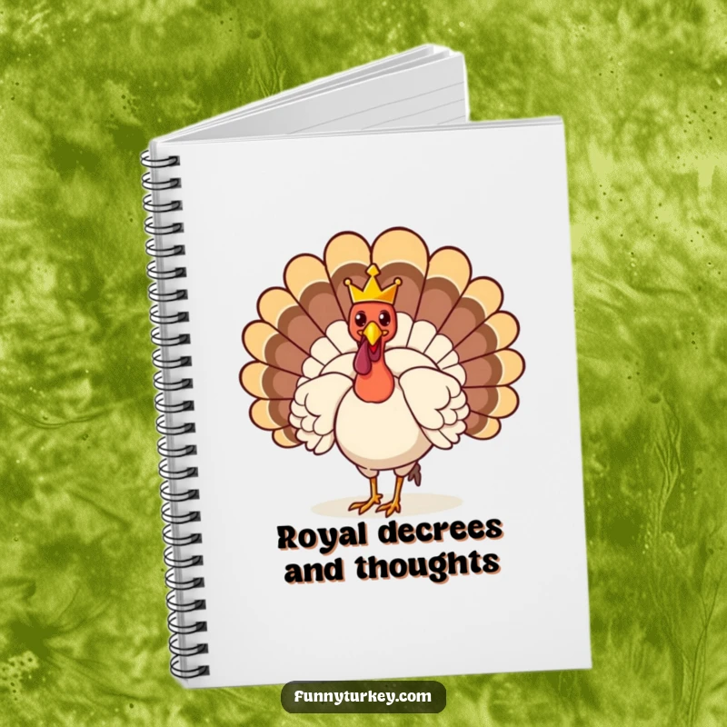 Funny Notebook: A turkey struts with a tiny crown, ready to jot down funny royal decrees and notes.