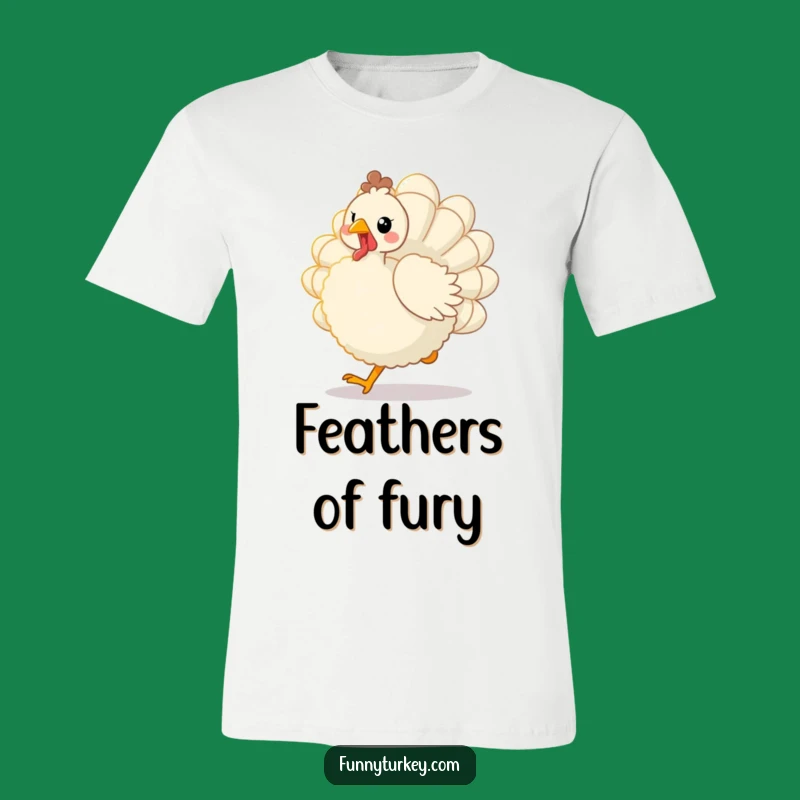 Funny Kawaii Turkey Trot T-Shirt: Fluffy Joyful Bird Shirt for Thanksgiving Fun