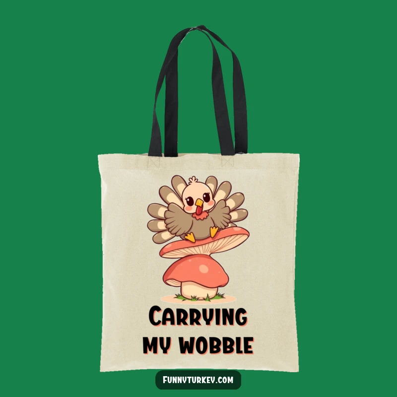 Funny Kawaii Turkey Mushroom Bounce Tote Bag: Carry Your Fun Everywhere