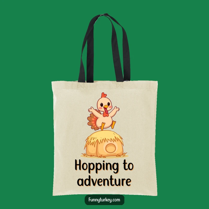 Funny Kawaii Turkey Hay Bale Tote Bag: Joyful Leaping Style for Humorous Errands